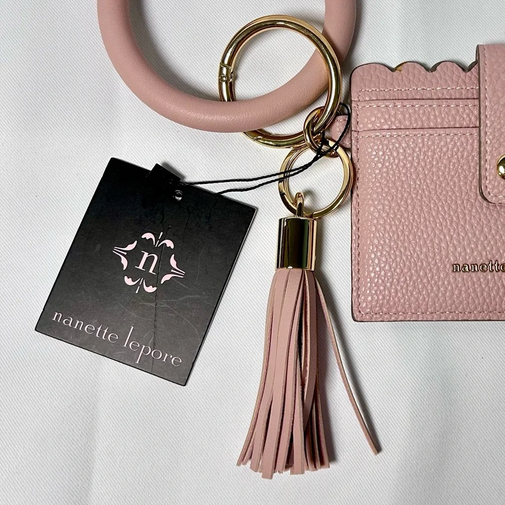 Nanette Lepore Card Holder Keychain w/ Removable Bracelet Blush Pink NWT